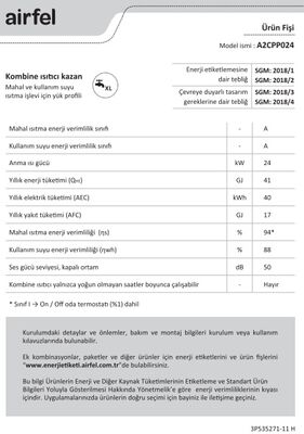 Airfel Maestro Smart Wifi 24/24 Kw 20000 Kcal Tam Yoğuşmalı Kombi