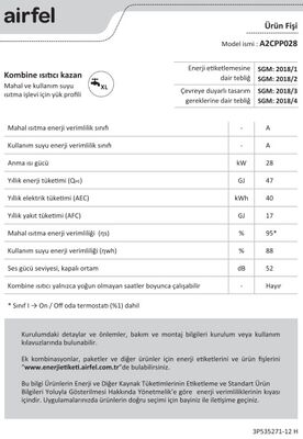 Airfel Maestro Smart Wifi 28/28 Kw 24000 Kcal Tam Yoğuşmalı Kombi