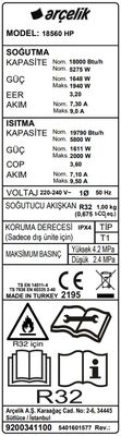 Arçelik 18560 Hp Ultra Hijyen Black 18.000 Btu A++ İnverter Klima