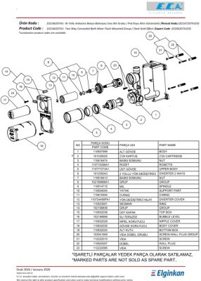 Eca Altın Görünüm Ankastre Banyo/Duş 2 Yolu Sıva Altı 102166207A1
