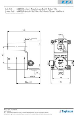 Eca Altın Görünüm Ankastre Banyo/Duş 2 Yolu Sıva Altı 102166207A1
