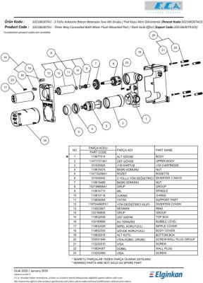 Eca Altın Görünüm Ankastre Banyo/Duş 3 Yolu Sıva Altı 102166307A1