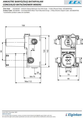 Eca Altın Görünüm Ankastre Banyo/Duş 3 Yolu Sıva Altı 102166307A1