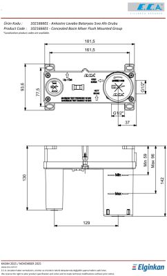 Eca Altın Görünümlü Ankastre Lavabo Batarya Sıva Altı 102166601A1