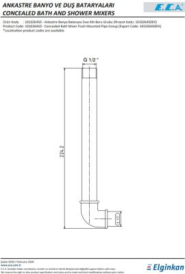 Eca Ankastre Banyo Bataryası Sıva Altı Boru Grubu G1/2