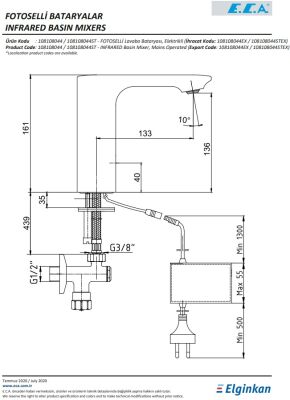 Eca Compact Krom Fotoselli Lavabo Bataryası Elektrikli 108108044