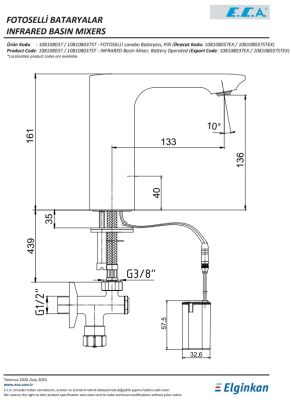 Eca Compact Krom Fotoselli Lavabo Bataryası Pilli 108108037