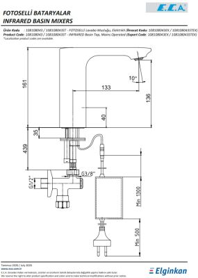 Eca Compact Krom Fotoselli Lavabo Musluğu Elektrikli 108108043