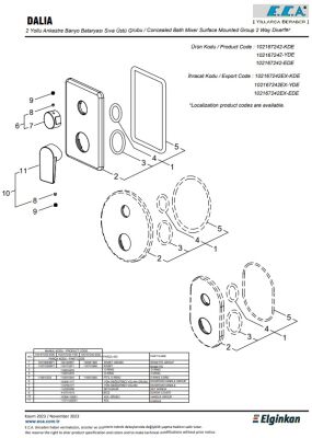 Eca Dalia Krom Ankastre Banyo/Duş 2 Yollu Sıva Üstü 102167242-KDE