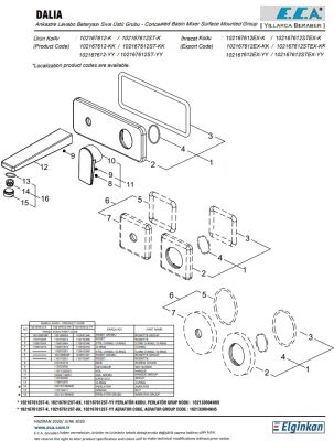 Eca Dalia Krom Ankastre Lav Bat Sıva Üstü Çift Rozet 102167612-KK