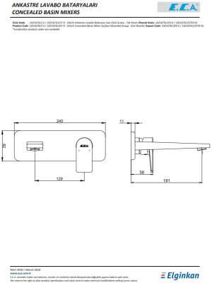 Eca Dalia Krom Ankastre Lav. Bat. Sıva Üstü Tek Rozet 102167612-K