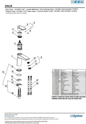 Eca Dalia Krom Kireç Kırıcı Su Tasarruflu Sabit Lavabo Bataryası