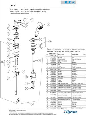 Eca Dalia Krom Kireç Kırıcılı Ankastre Berber Bataryası 102110107