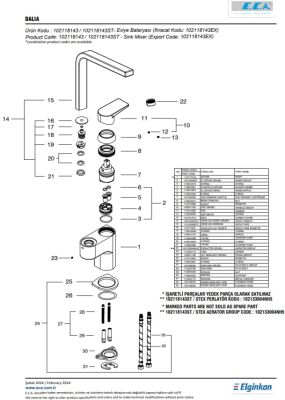 Eca Dalia Krom Kireç Kırıcılı L Borulu Tasarruflu Eviye Bataryası