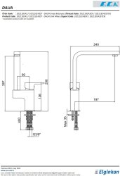 Eca Dalia Krom Kireç Kırıcılı L Borulu Tasarruflu Eviye Bataryası - Thumbnail