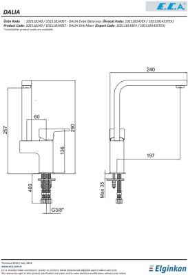 Eca Dalia Krom Kireç Kırıcılı L Borulu Tasarruflu Eviye Bataryası