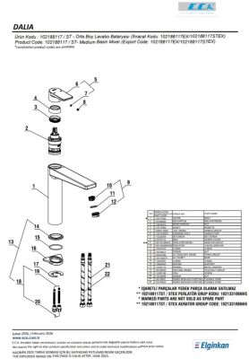 Eca Dalia Krom Kireç Kırıcılı Orta Boy Sabit Lavabo Bataryası