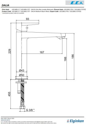 Eca Dalia Krom Kireç Kırıcılı Orta Boy Sabit Lavabo Bataryası