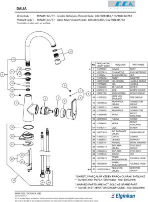 Eca Dalia Krom Kireç Kırıcılı Su Tasarruflu Kuğu Lavabo Bataryası