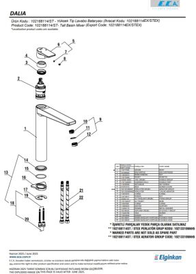 Eca Dalia Krom Kireç Kırıcılı Yüksek Tip Sabit Lavabo Bataryası
