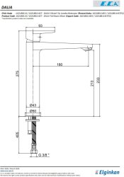 Eca Dalia Krom Kireç Kırıcılı Yüksek Tip Sabit Lavabo Bataryası - Thumbnail