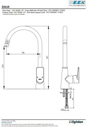 Eca Dalia Krom Mafsallı Kireç Kırıcılı Tasarruflu Eviye Bataryası - Thumbnail