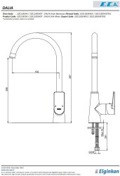 Eca Dalia Krom Renk Kireç Kırıcılı Su Tasarruflu Eviye Bataryası - Thumbnail