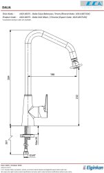 Eca Dalia Krom Renk Mafsallı 7,1 Lt Su Tasarruflu Eviye Bataryası - Thumbnail