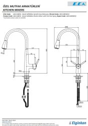 Eca Dalia Minimal Krom Spiralli El Duş Tasarruflu Eviye Bataryası - Thumbnail
