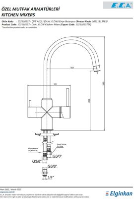 Eca Dual Flow Krom Arıtmalı Çift Akışlı Tasaruflu Eviye Bataryası