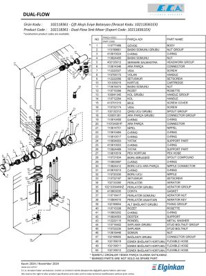 Eca Dual Flow Krom Arıtmalı Tasarruflu Eviye Bataryası 102118361