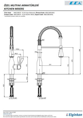 Eca Flux Paslanmaz Çelik Görünümlü Spiralli Yaylı Eviye Bataryası