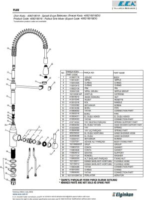 Eca Flux Paslanmaz Çelik Görünümlü Spiralli Yaylı Eviye Bataryası