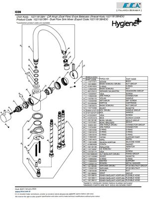 Eca İcon (Krom) Arıtmalı Hygiene Plus Tasarruflu Eviye Bataryası