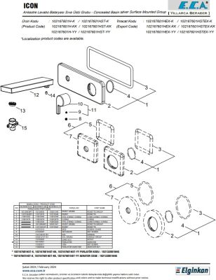 Eca İcon Krom Ank. Lavabo Batarya Sıva Üst Tek Rozet 102167601H-K