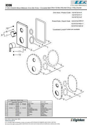 Eca İcon Krom Ankastre Banyo/Duş 3 Yollu Sıva Üstü 102167331H-K