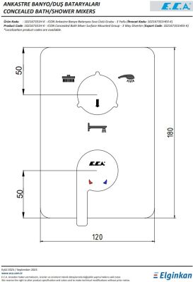 Eca İcon Krom Ankastre Banyo/Duş 3 Yollu Sıva Üstü 102167331H-K