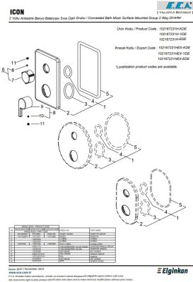 Eca İcon Krom Ankastre Banyo/Duş 2 Yollu Sıva Üstü 102167231H-KDE