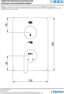 Eca İcon Krom Ankastre Banyo/Duş 2 Yollu Sıva Üstü 102167231H-KDE
