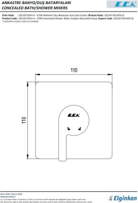 Eca İcon Krom Ankastre Duş Bataryası Sıva Üstü Grubu 102167101H-K