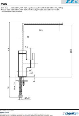 Eca İcon Krom Renkli Hygiene Plus Su Tasarruflu Eviye Bataryası