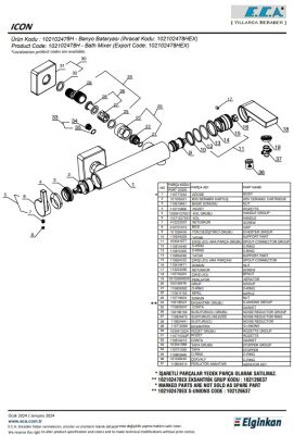 Eca İcon Krom Renkli Hygiene Plus Kireç Kırıcılı Banyo Bataryası