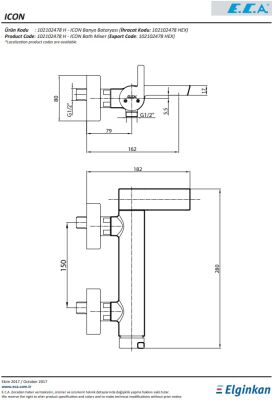 Eca İcon Krom Renkli Hygiene Plus Kireç Kırıcılı Banyo Bataryası