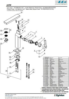 Eca İcon Yüksek Tip Kireç Kırıcılı Hygiene Plus Lavabo Bataryası