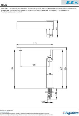 Eca İcon Yüksek Tip Kireç Kırıcılı Hygiene Plus Lavabo Bataryası
