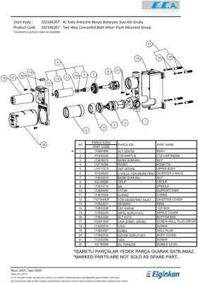 Eca Krom Ankastre Banyo/Duş Bataryası 2 Yollu Sıva Altı 102166207