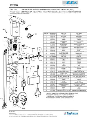 Eca Krom Fotoselli Lavabo Batarya Elektrikli 108108025 Çift Su G.