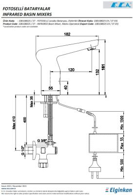 Eca Krom Fotoselli Lavabo Batarya Elektrikli 108108025 Çift Su G.