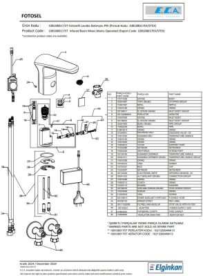 Eca Krom Fotoselli Lavabo Batarya Pilli 108108017 Çift Su Girişli