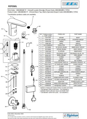 Eca Krom Fotoselli Lavabo Musluğu Elektrikli 108108048 Tek Su Gir